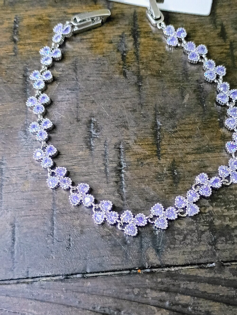 New White Gold Plated Flower Link Bracelet - Women Jewelry